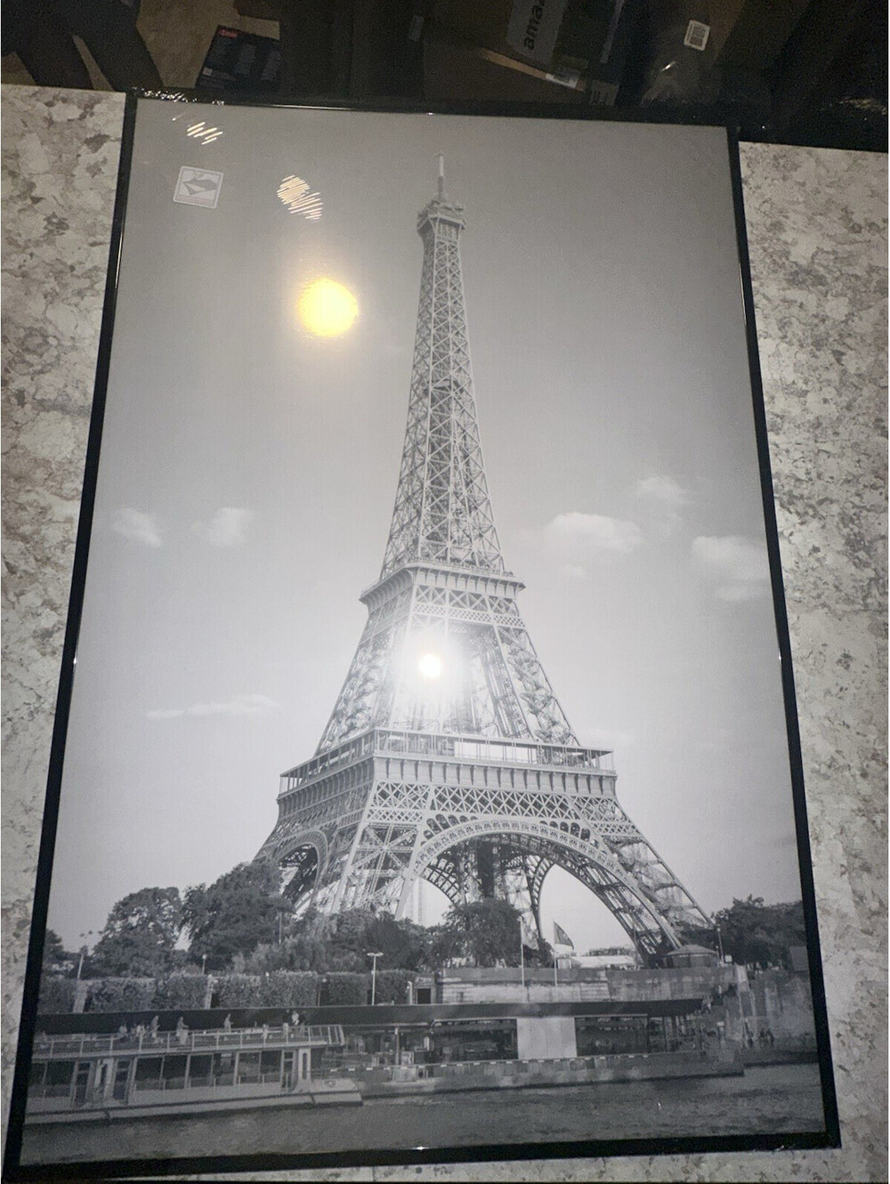 3-Pack upsimples Framed Eiffel Tower Paris Print Black & White Vertical 24x36